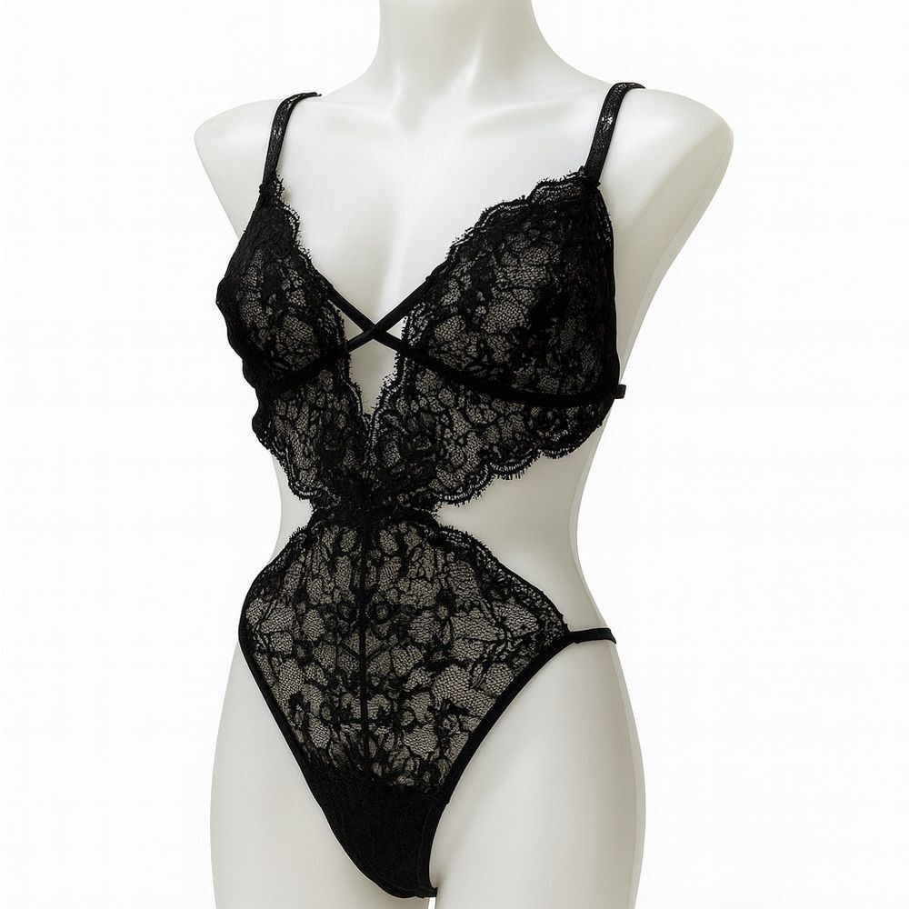 🔥Victoria's Secret Black Lace teddy lingerie bodysuit Sz XXl NWT